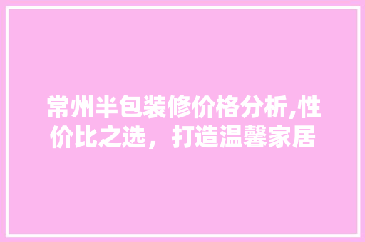 常州半包装修价格分析,性价比之选，打造温馨家居