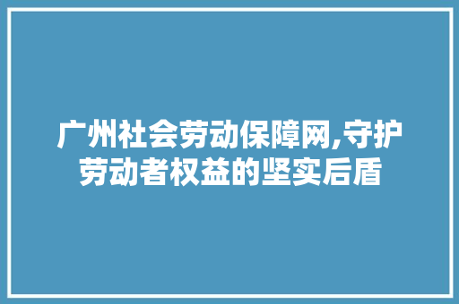 广州社会劳动保障网,守护劳动者权益的坚实后盾