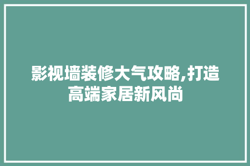 影视墙装修大气攻略,打造高端家居新风尚