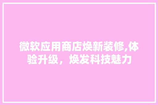 微软应用商店焕新装修,体验升级，焕发科技魅力