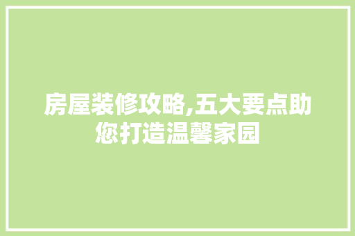 房屋装修攻略,五大要点助您打造温馨家园