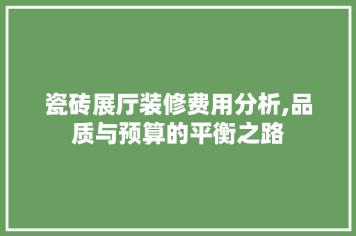 瓷砖展厅装修费用分析,品质与预算的平衡之路