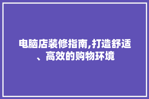 电脑店装修指南,打造舒适、高效的购物环境