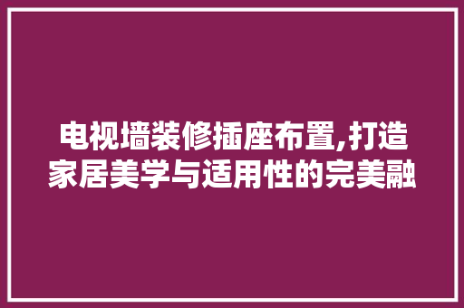 电视墙装修插座布置,打造家居美学与适用性的完美融合