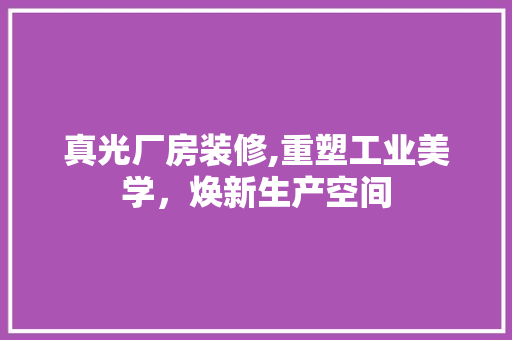 真光厂房装修,重塑工业美学，焕新生产空间