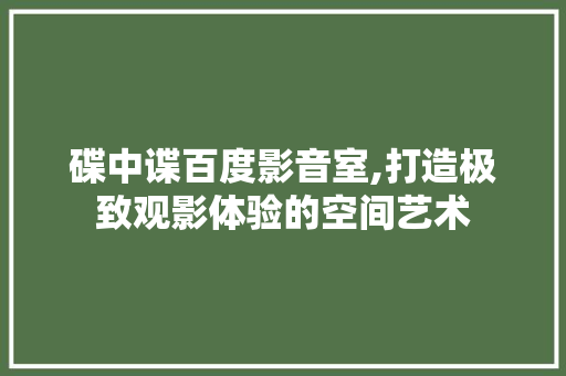碟中谍百度影音室,打造极致观影体验的空间艺术