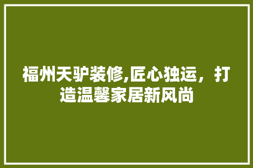 福州天驴装修,匠心独运，打造温馨家居新风尚