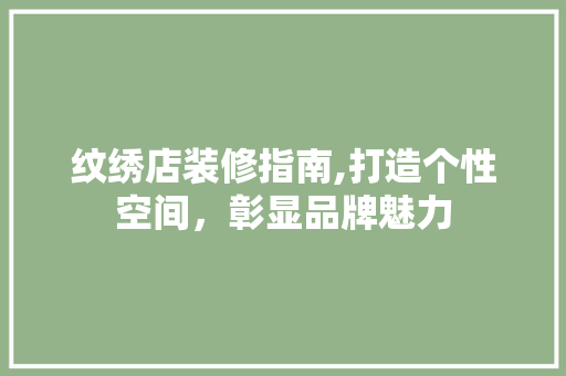 纹绣店装修指南,打造个性空间，彰显品牌魅力