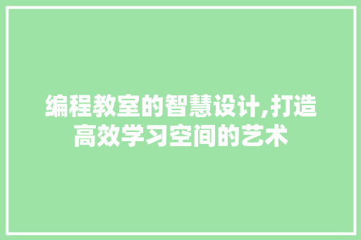 编程教室的智慧设计,打造高效学习空间的艺术