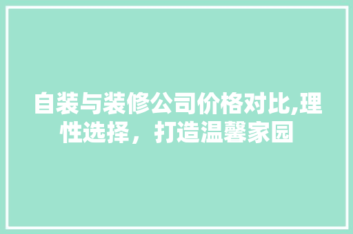 自装与装修公司价格对比,理性选择，打造温馨家园