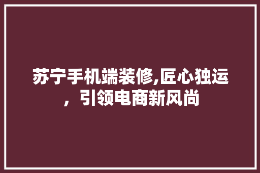 苏宁手机端装修,匠心独运，引领电商新风尚