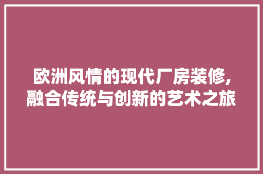 欧洲风情的现代厂房装修,融合传统与创新的艺术之旅
