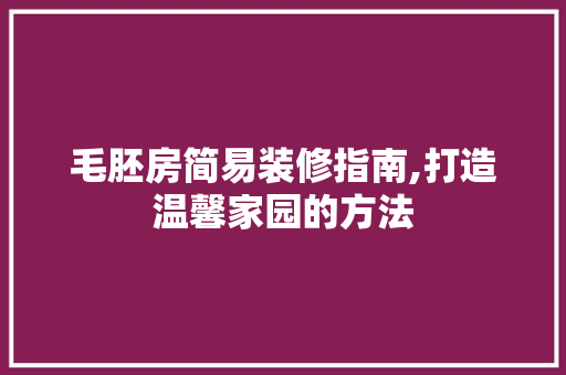 毛胚房简易装修指南,打造温馨家园的方法