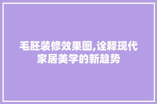 毛胚装修效果图,诠释现代家居美学的新趋势