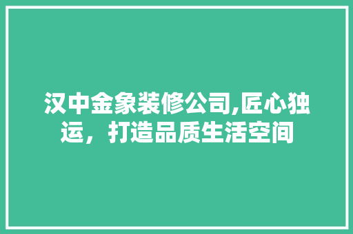 汉中金象装修公司,匠心独运，打造品质生活空间