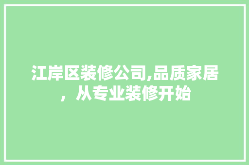 江岸区装修公司,品质家居，从专业装修开始