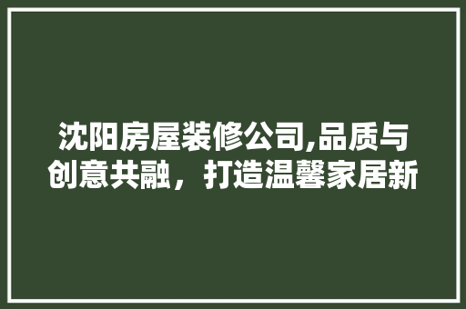 沈阳房屋装修公司,品质与创意共融，打造温馨家居新境界