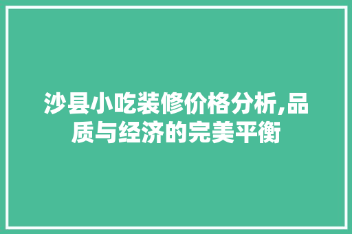 沙县小吃装修价格分析,品质与经济的完美平衡