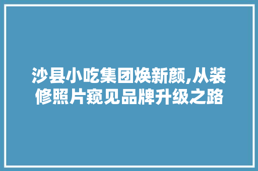 沙县小吃集团焕新颜,从装修照片窥见品牌升级之路