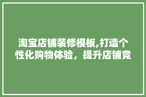 淘宝店铺装修模板,打造个性化购物体验，提升店铺竞争力