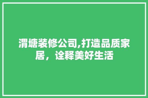 渭塘装修公司,打造品质家居，诠释美好生活