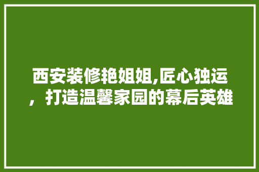 西安装修艳姐姐,匠心独运，打造温馨家园的幕后英雄