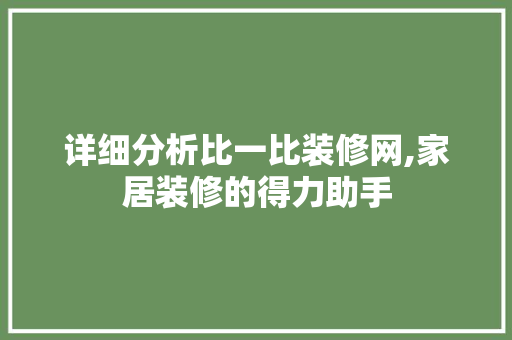 详细分析比一比装修网,家居装修的得力助手