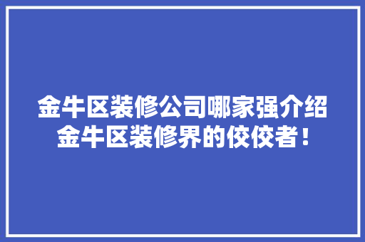 金牛区装修公司哪家强介绍金牛区装修界的佼佼者！