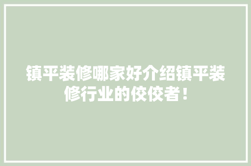 镇平装修哪家好介绍镇平装修行业的佼佼者！