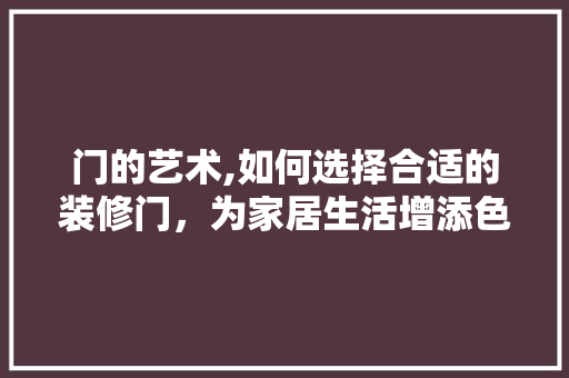 门的艺术,如何选择合适的装修门，为家居生活增添色彩