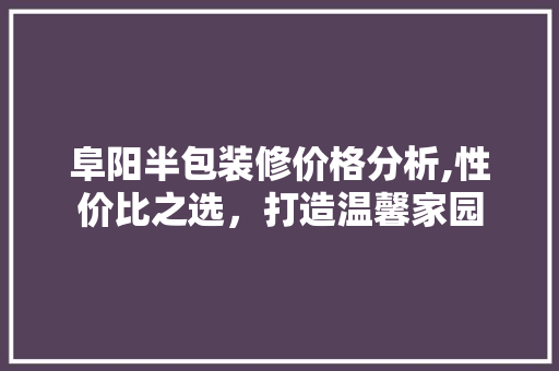 阜阳半包装修价格分析,性价比之选，打造温馨家园 复合门