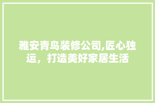 雅安青鸟装修公司,匠心独运，打造美好家居生活