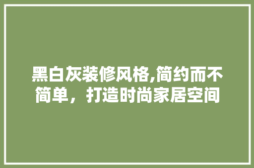 黑白灰装修风格,简约而不简单，打造时尚家居空间