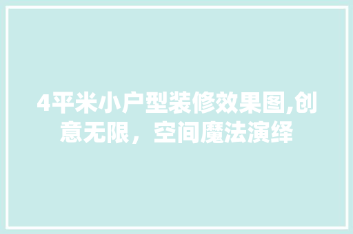 4平米小户型装修效果图,创意无限，空间魔法演绎