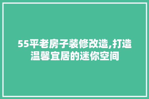 55平老房子装修改造,打造温馨宜居的迷你空间