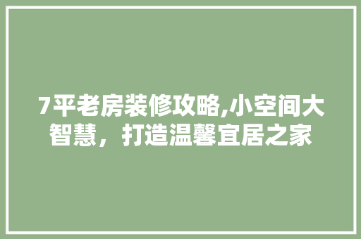 7平老房装修攻略,小空间大智慧，打造温馨宜居之家