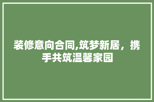 装修意向合同,筑梦新居，携手共筑温馨家园