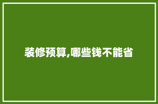 装修预算,哪些钱不能省