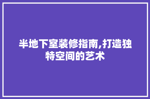 半地下室装修指南,打造独特空间的艺术