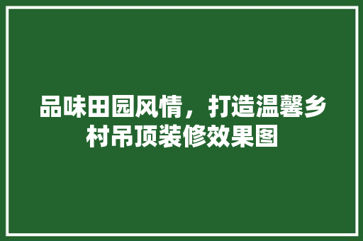 品味田园风情，打造温馨乡村吊顶装修效果图