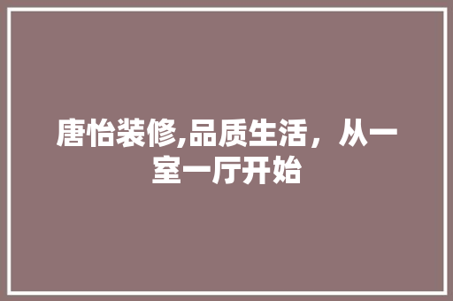 唐怡装修,品质生活，从一室一厅开始