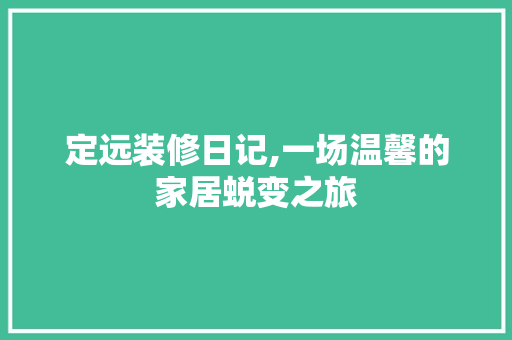 定远装修日记,一场温馨的家居蜕变之旅