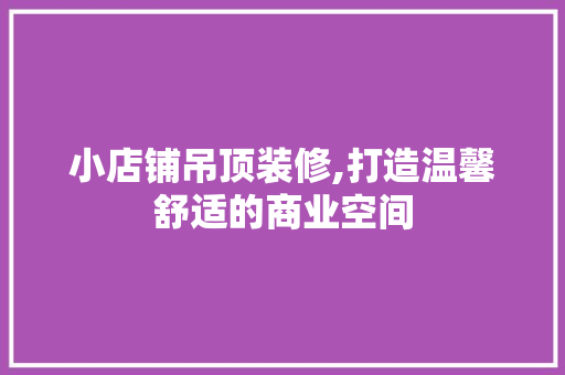小店铺吊顶装修,打造温馨舒适的商业空间