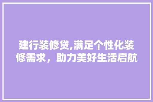 建行装修贷,满足个性化装修需求，助力美好生活启航