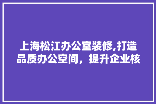 上海松江办公室装修,打造品质办公空间，提升企业核心竞争力