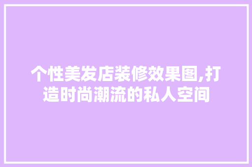 个性美发店装修效果图,打造时尚潮流的私人空间