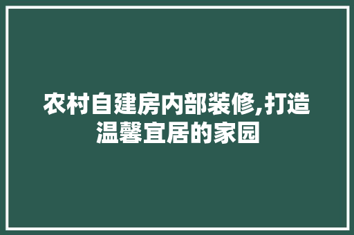 农村自建房内部装修,打造温馨宜居的家园