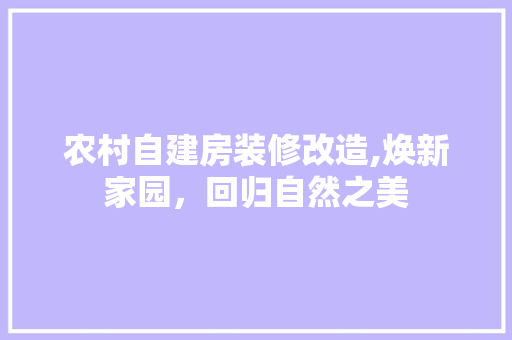 农村自建房装修改造,焕新家园，回归自然之美