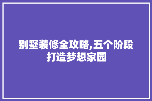 别墅装修全攻略,五个阶段打造梦想家园