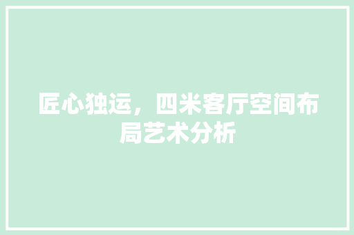匠心独运，四米客厅空间布局艺术分析